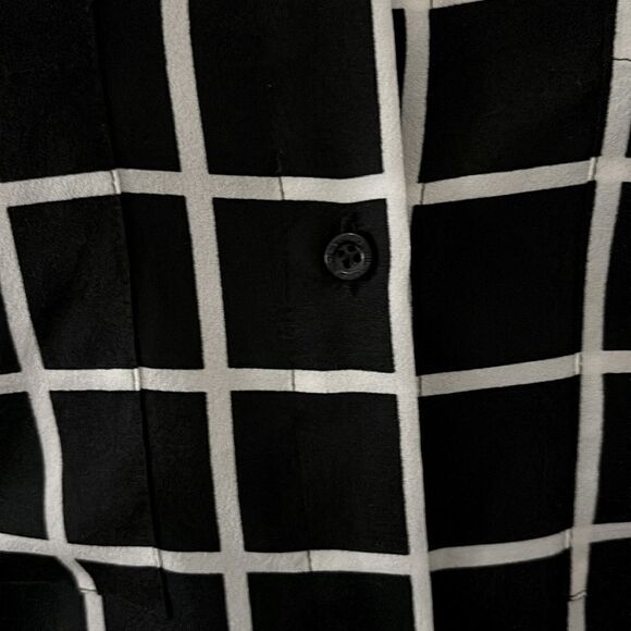 Calvin Klein Black/White Windowpane Print Blouse – Size M - Picture 4 of 6